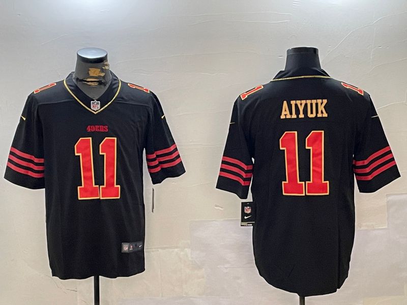 Men San Francisco 49ers 11 Aiyuk Black Gold 2024 Nike Limited NFL Jersey style 1230